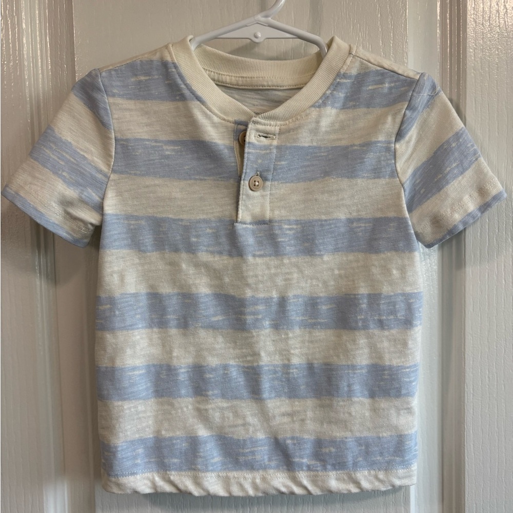 Blue and White Striped Short Sleeve Tee